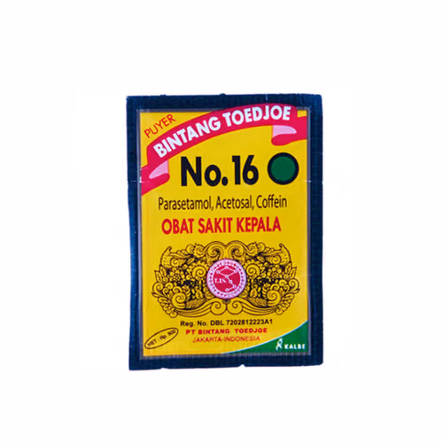 Puyer Bintang Toedjoe No 16 Original Indonesia / Obat Sakit Kepala, Demam & Sakit Gigi Box (120 Sachet)