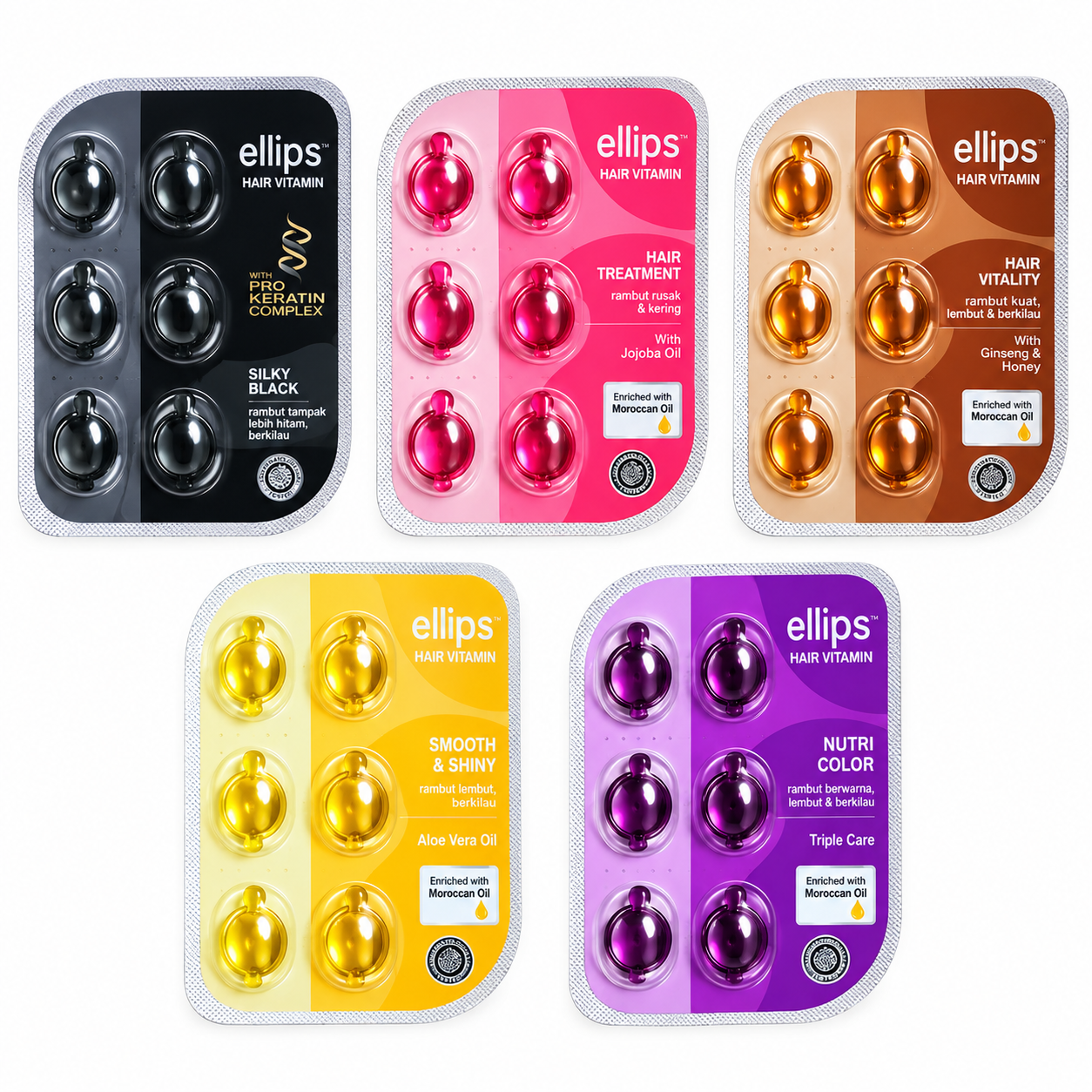 Ellips Hair Vitamin Blister (6 Capsules) | Ellips Hair Serum Treatment For Damaged Dry Hair / Colored Hair / Rambut Rosak Kering