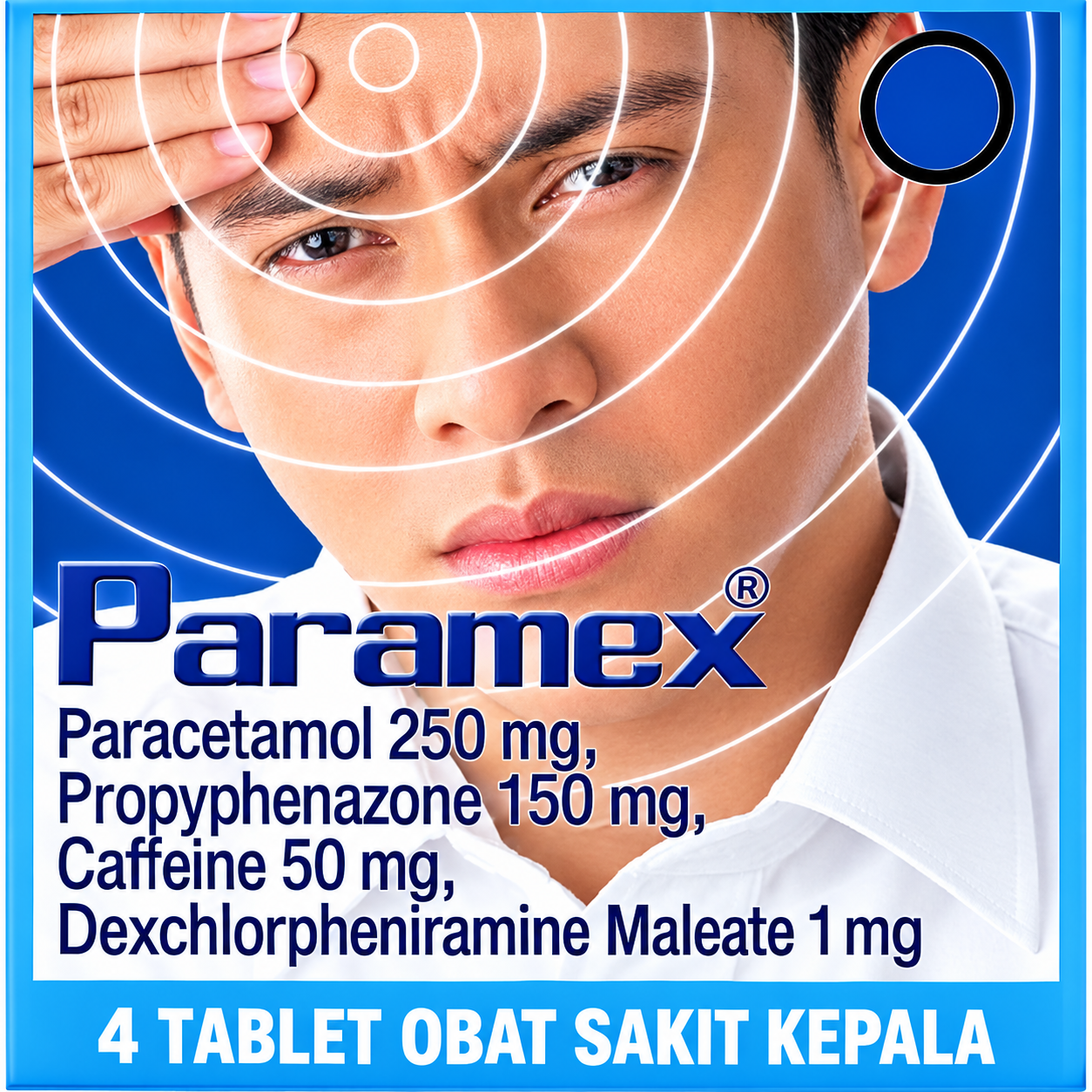 Paramex Original Indonesia Ubat Sakit Kepala & Sakit Gigi / Paracetamol Caffeine (1 Catch Cover @ 4 Tablet)