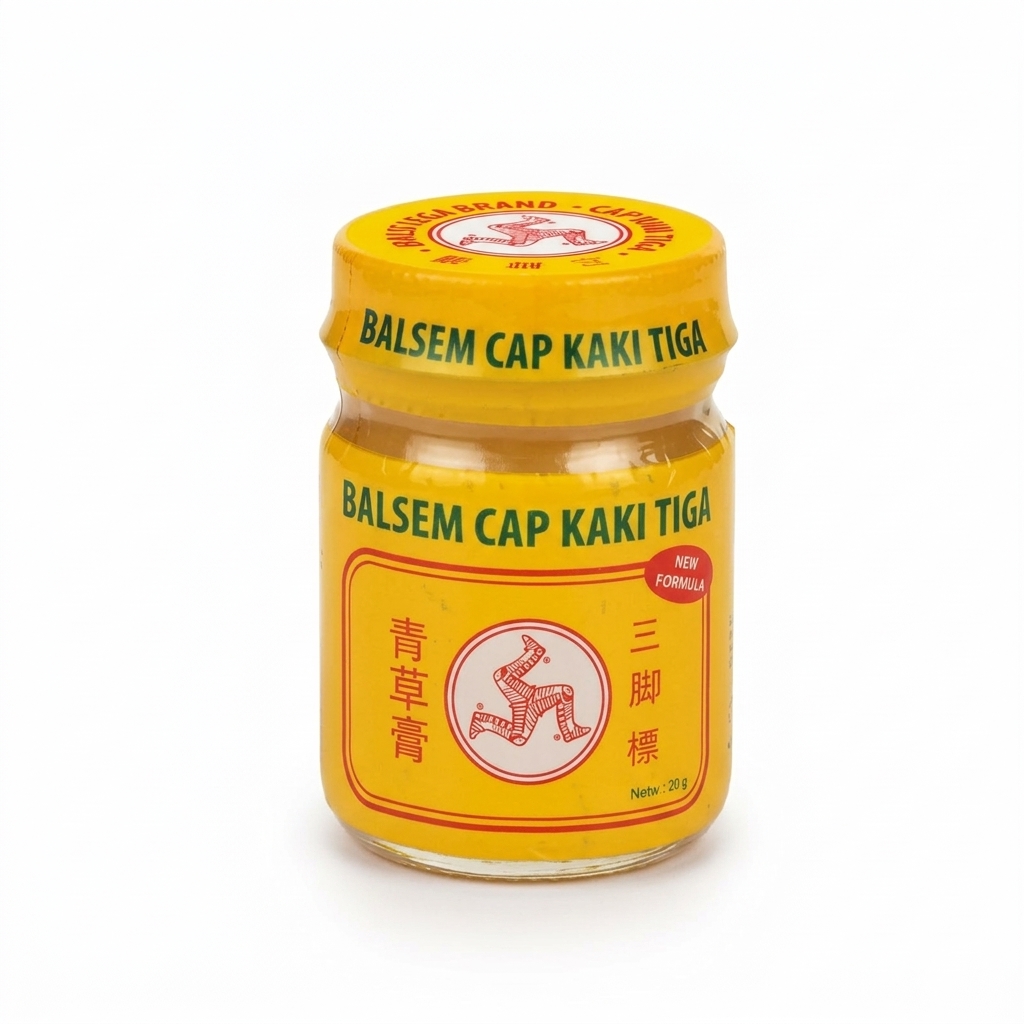 Balsem Cap Kaki Tiga Yellow Ointment Ubat Sapu Sakit Otot Gatal Gigitan Serangga Lenguh Badan 36g