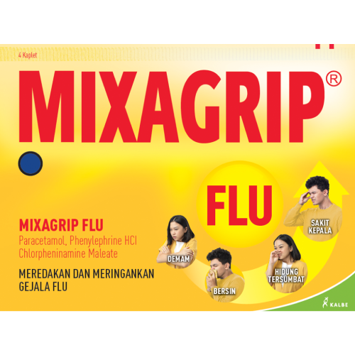 Mixagrip Flu Kalbe Kuning - Ubat Selsema Demam Sakit Kepala & Hidung Tersumbat / Cold & Flu Relief Medicine [1 Box / 25 Strip]